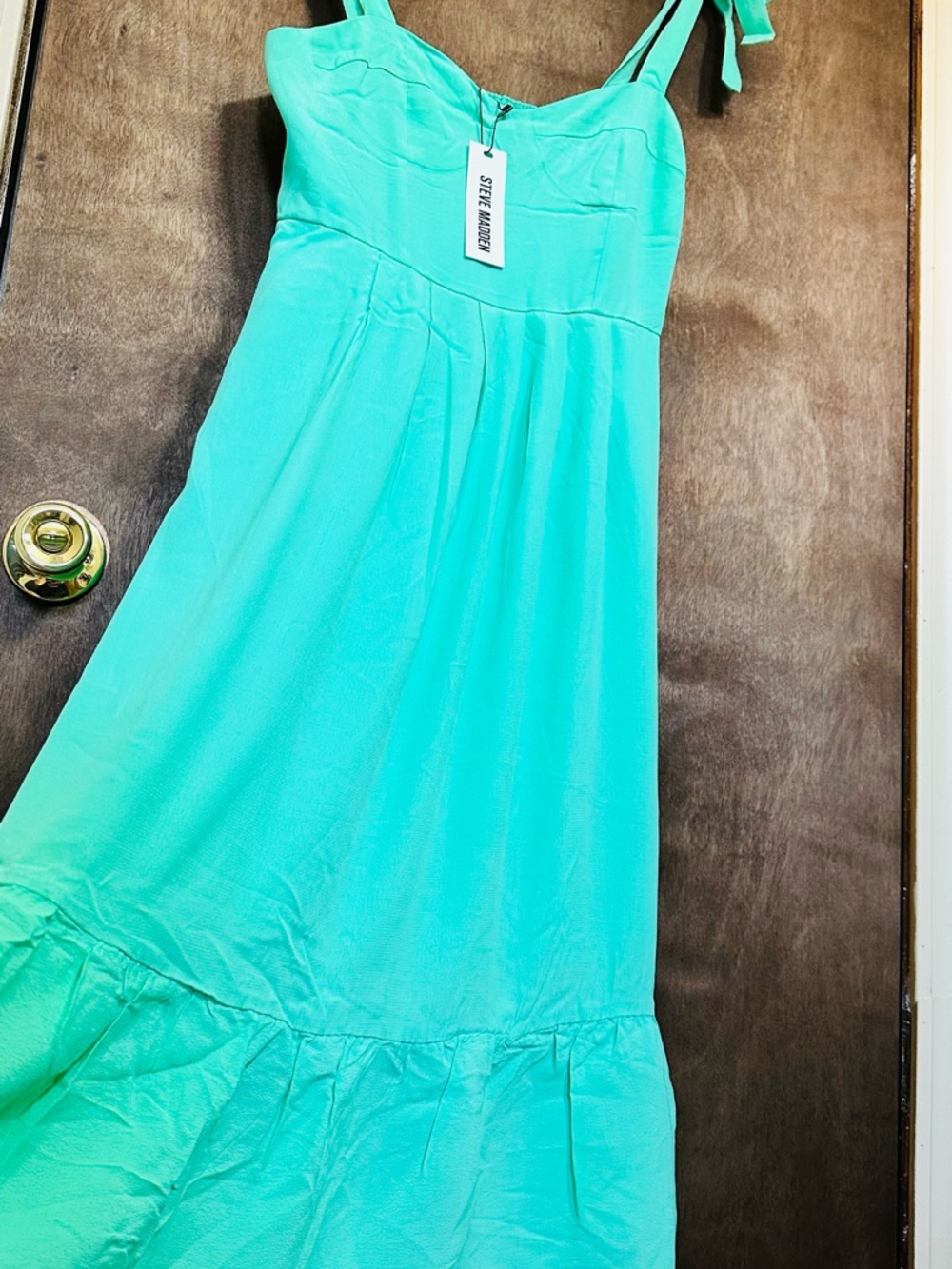 Steve Madden Sea Green Tie-Shoulder Midi Dress